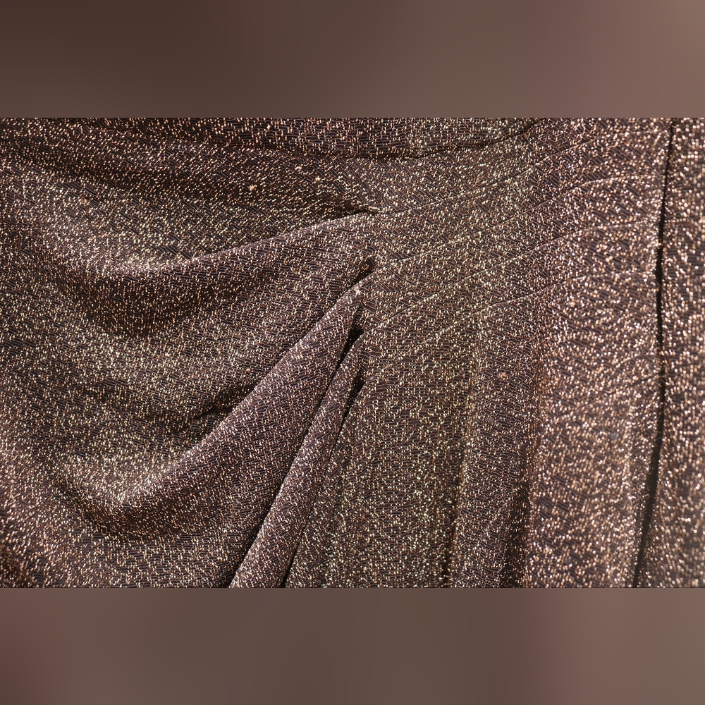 Alex Evenings Plus Size Off-the-Shoulder Side-Slit Glitter Dress - Black/Copper - Picture 5 of 12